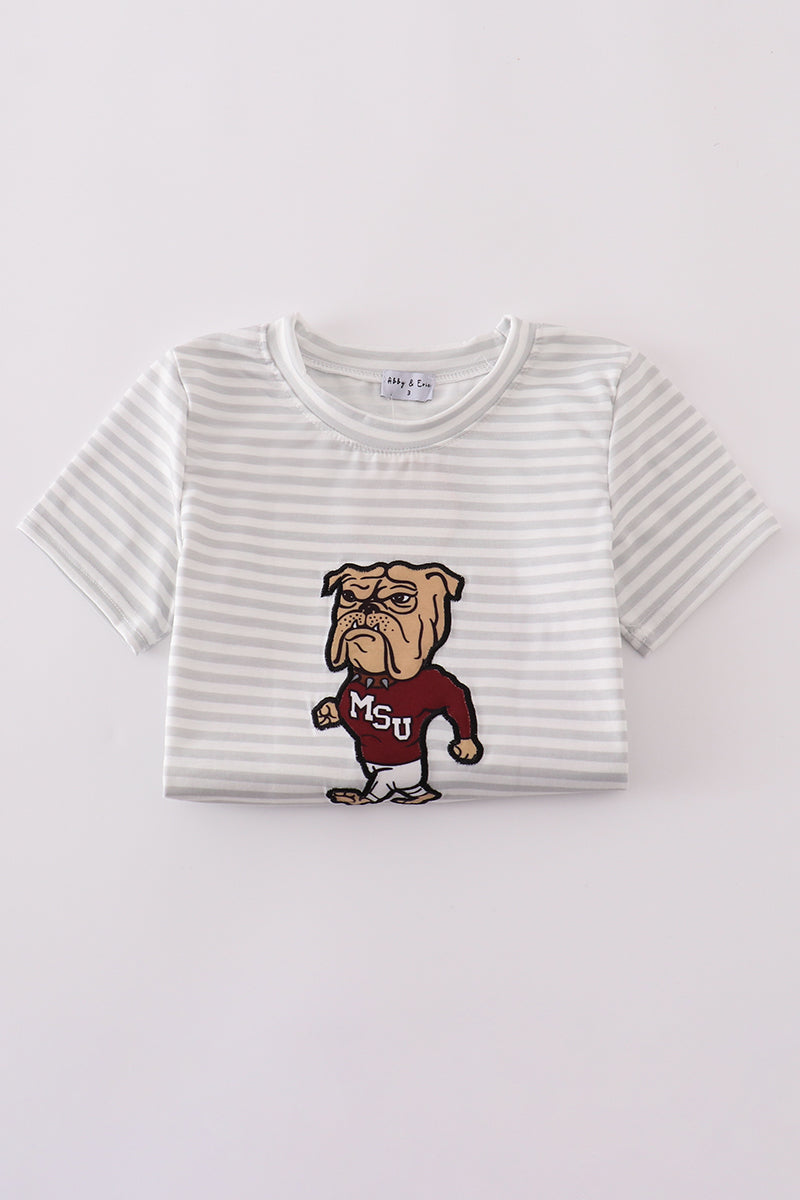 Maroon Mississippi applique stripe set