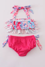 Pink Paradise Reef print 2pc swimsuit