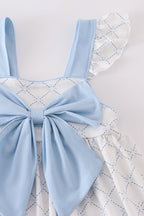 Blue bow classic lattice charm bloomer set