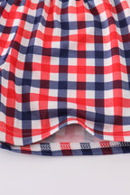 Blue puppy gingham applique shorts set