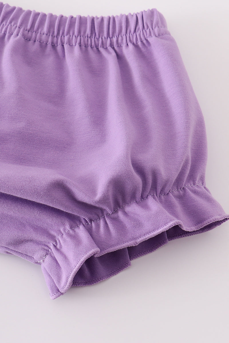 Purple sailboats embroidery bloomer set