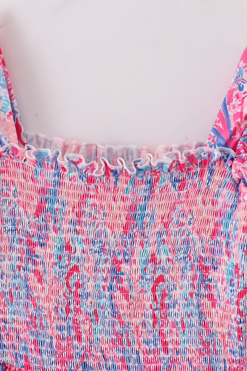 Pink coral reef smocked ruffle dress