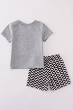 Gray tool box applique shorts set