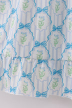 Blue floral bow tie strap mom dress