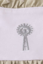 Green farm windmill embroidery ruffle bubble