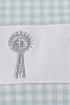 Green farm windmill embroidery gingham bubble