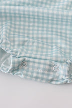 Green farm windmill embroidery gingham bubble