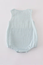 Green farm windmill embroidery gingham bubble