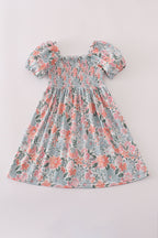 Green garden bloom smocked mom&me dress