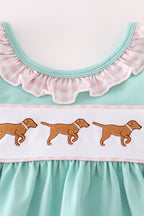 Mint hunting puppy embroidery ruffle shorts set