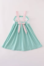 Mint hunting puppy embroidery ruffle dress