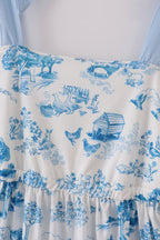 Blue farm print mom dress