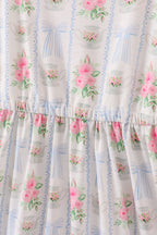 Tea floral bow ruffle women dress