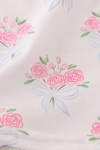 Blue floral bow print ruffle bloomer set