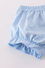 Blue floral bow print ruffle bloomer set