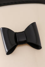 White & black bow rain boots