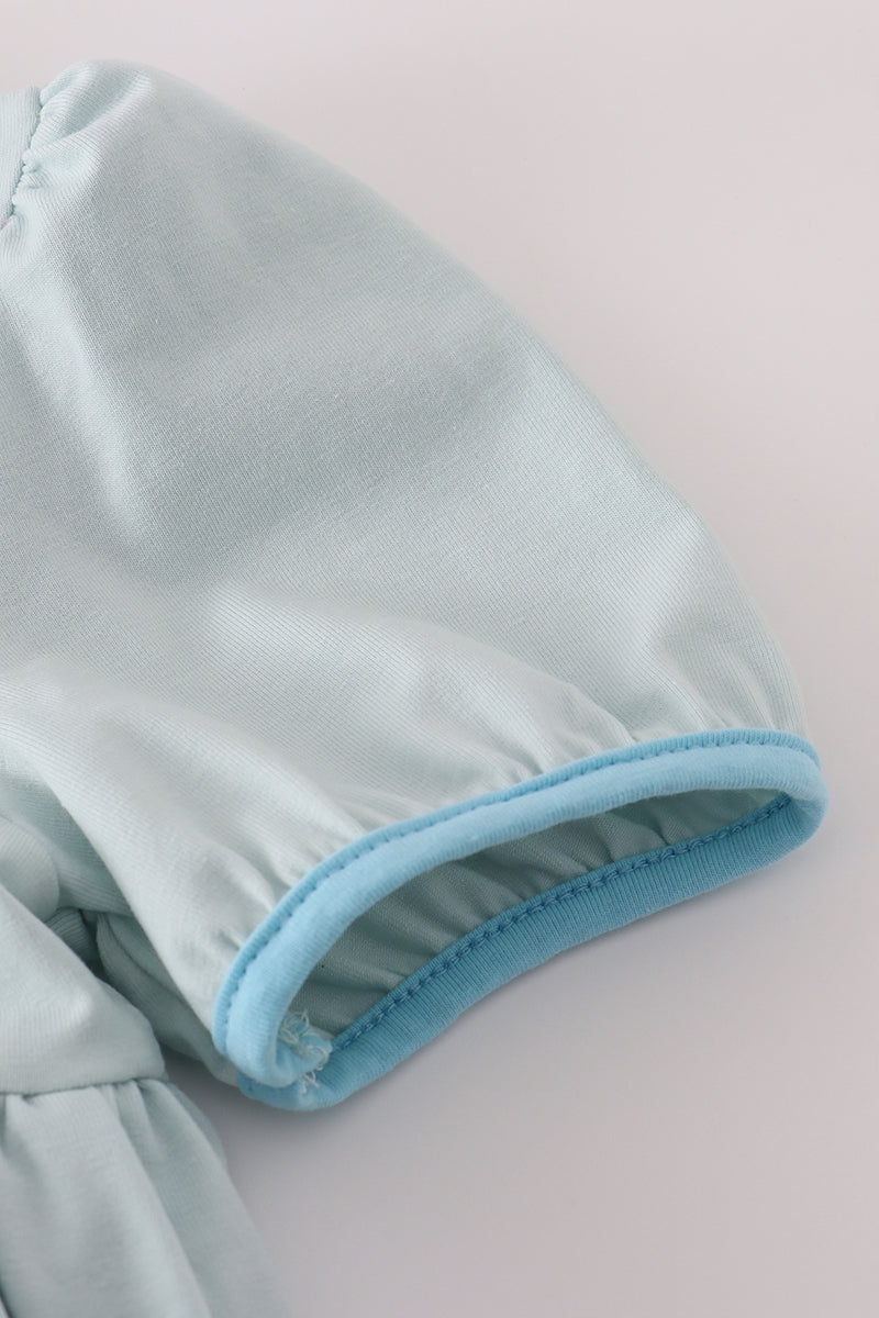 Blue princess embroidery ruffle dress