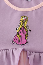 Purple princess embroidery ruffle dress