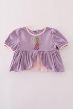Purple princess embroidery ruffle dress