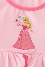 Pink princess embroidery ruffle dress