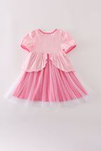 Pink princess embroidery ruffle dress