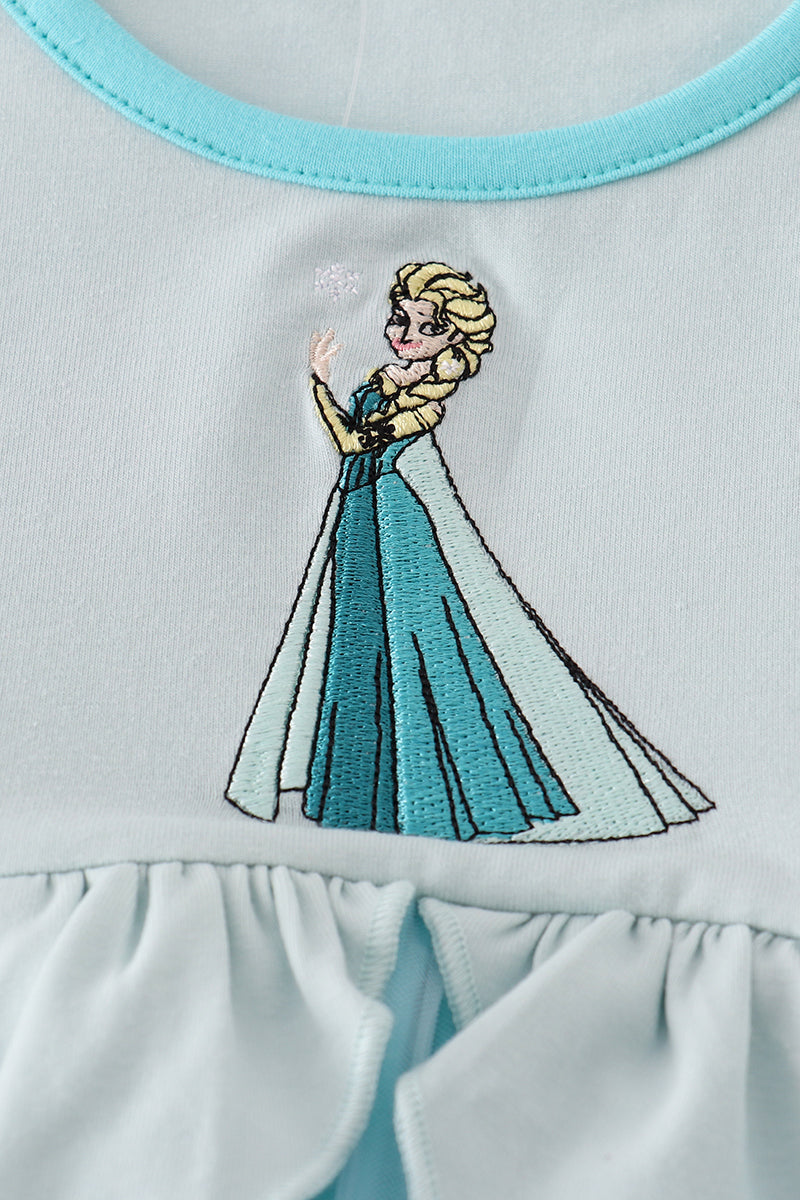 Sky princess embroidery ruffle dress