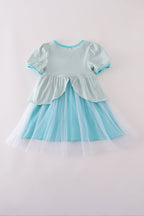 Sky princess embroidery ruffle dress
