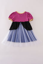 Sapphire blue princess embroidery ruffle dress