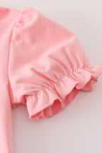 Pink floral character applique dress