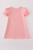 Pink floral character applique dress