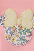 Pink floral character applique dress