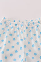 Blue character applique shorts set