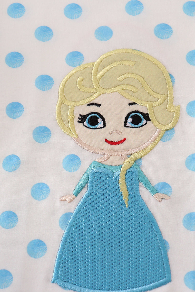 Blue character applique shorts set