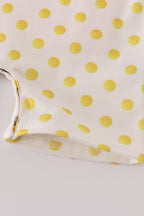 Yellow character applique dot romper