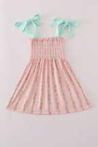 Pink floral smocked mom&me dress