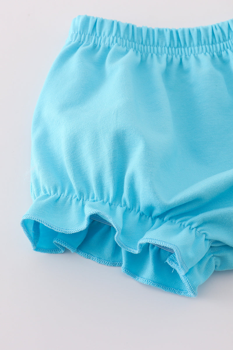 Blue character embroidery bloomer set
