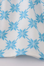 Blue character embroidery bow ruffle shorts set