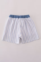 Blue stripe boy swim trunks UPF50+