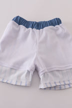 Blue stripe boy swim trunks UPF50+