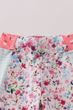 Green floral print 2pc active tank legging set