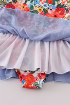 Blue floral swiss dot leotard