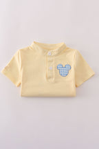Yellow character applique shorts set
