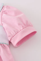 Pink teapot embroidery puff sleeve shorts set