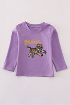Purple gold LSU geaux tiger sequin top