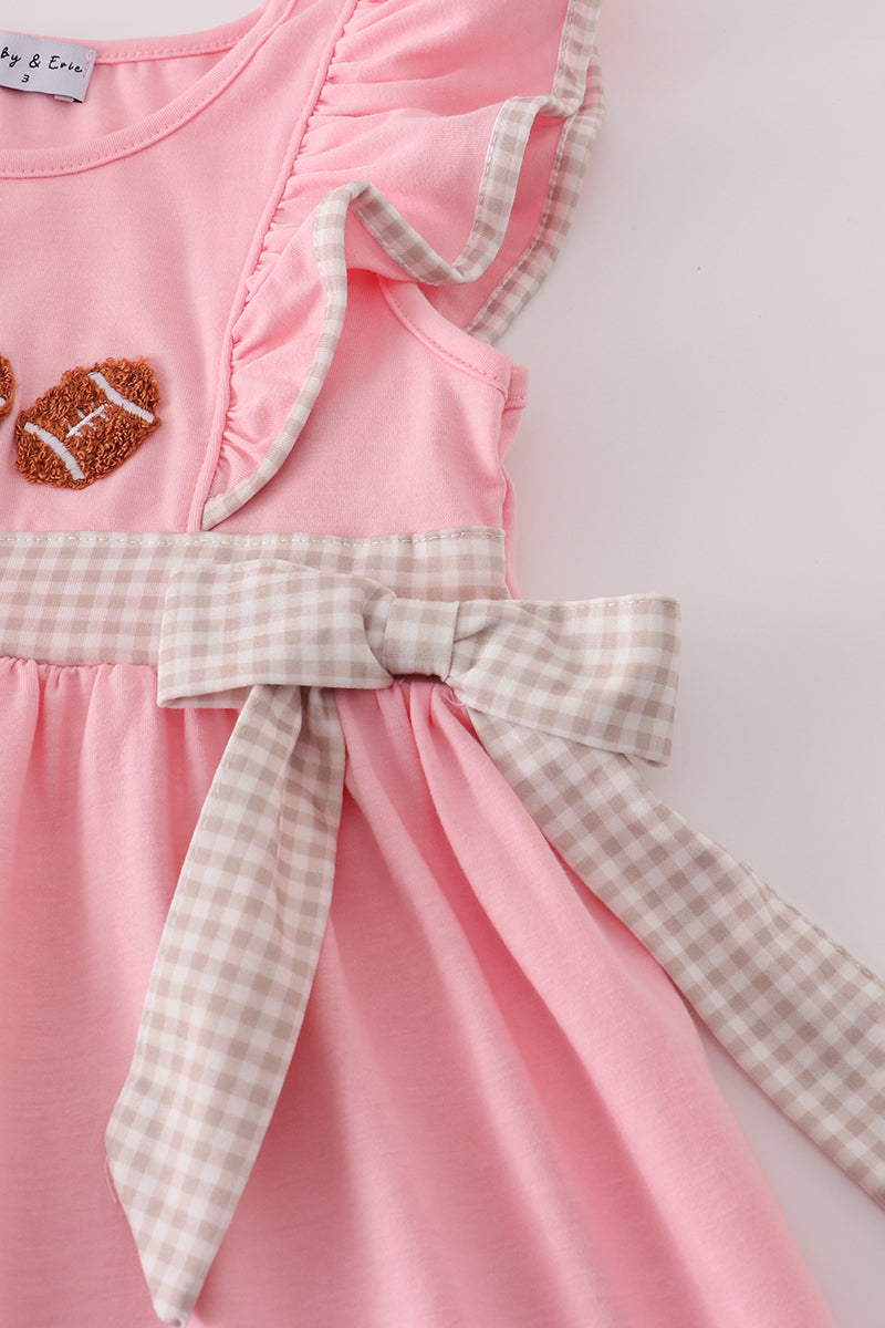 Pink football french knot ruffle dress