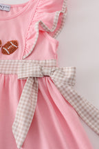 Pink football french knot ruffle dress
