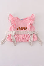 Pink football french knot ruffle dress