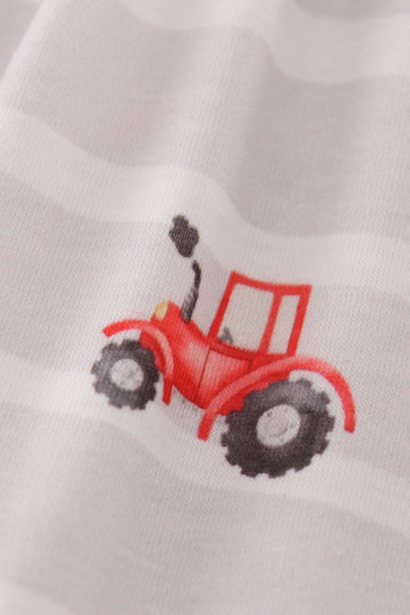 Red tractor embroidery bloomer set