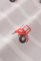 Red tractor embroidery ruffle dress