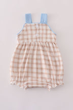 Beige puppy embroidery gingham bubble